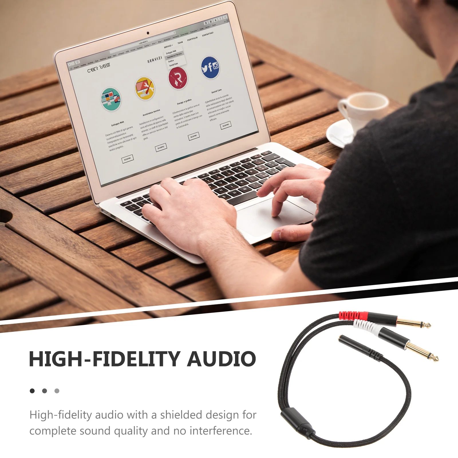 

Audio Cable Splitter 3.5mm Female to Dual 6.35mm Male Flexible Gold-Plated Connectors Adapter Cable High-Fidelity Stereo to Mono