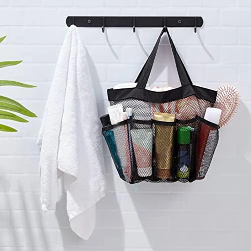 2Pcs Mesh Shower Stand Suitable For University Dormitory, Bathroom, Gym And Travel, Black