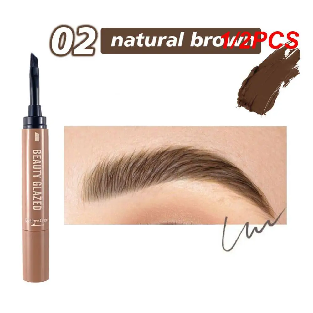 1/2PCS Waterproof Fork Tip Eyebrow Pencil Multifunctional Wild Eyebrow 4-color Natural Waterproof Micro Eyebrow Pencil