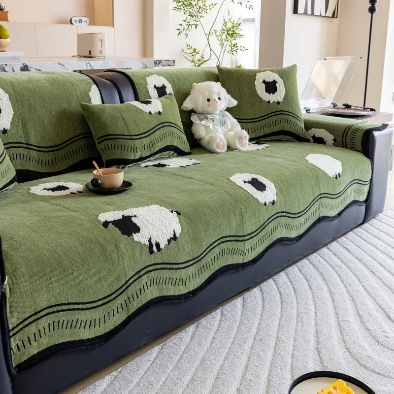 Sofa Slipcover Pet Dog Friendly Sofa Cover Fuzzy Non Slip Slipcover Breathable for Bedroom Office Living Room Home Decor