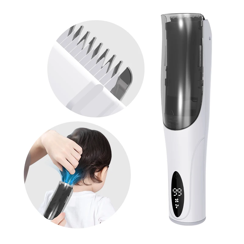 흡입 기능이 있는 전기 헤어 클리퍼, IPX7 방수 트리머, 진공 면도기, 아기 이발소 헤어 살롱 트리머 클리퍼