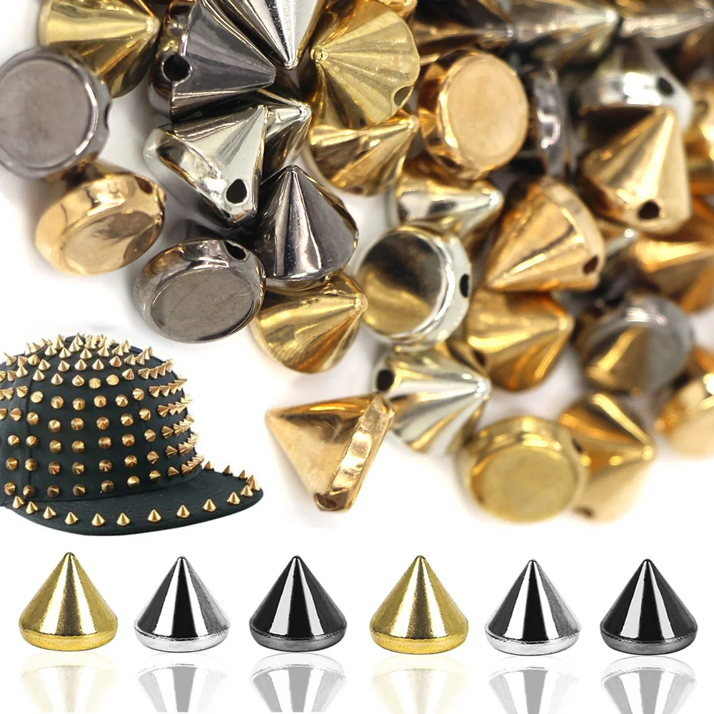 150Pcs Punk Bullet Rivets Cone Spike Studs Beads Handicraft DIY Punk Spikes Spots Studs Accessories For Clothing Shoes Handbag