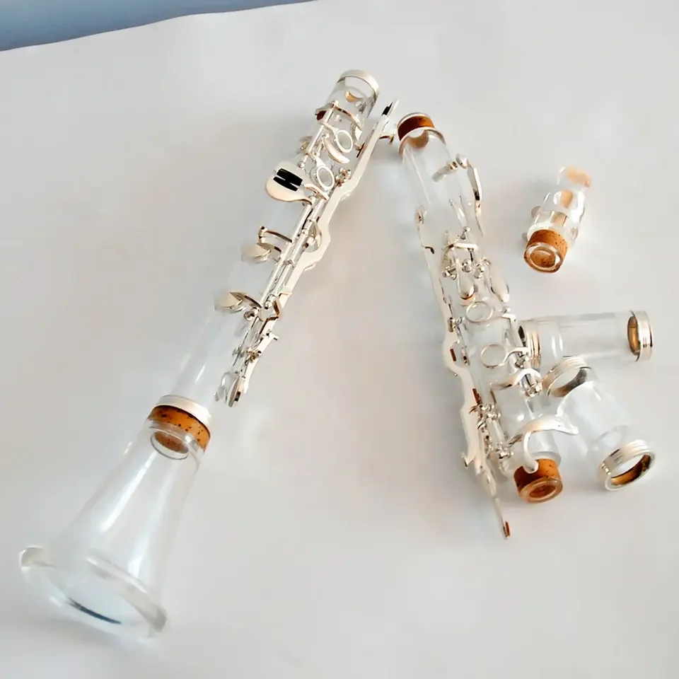 G Tone 18‑Key Crystal Clarinet Acrylic Resin Body Silver‑Plated Keys International Standard Woodwind Instrument