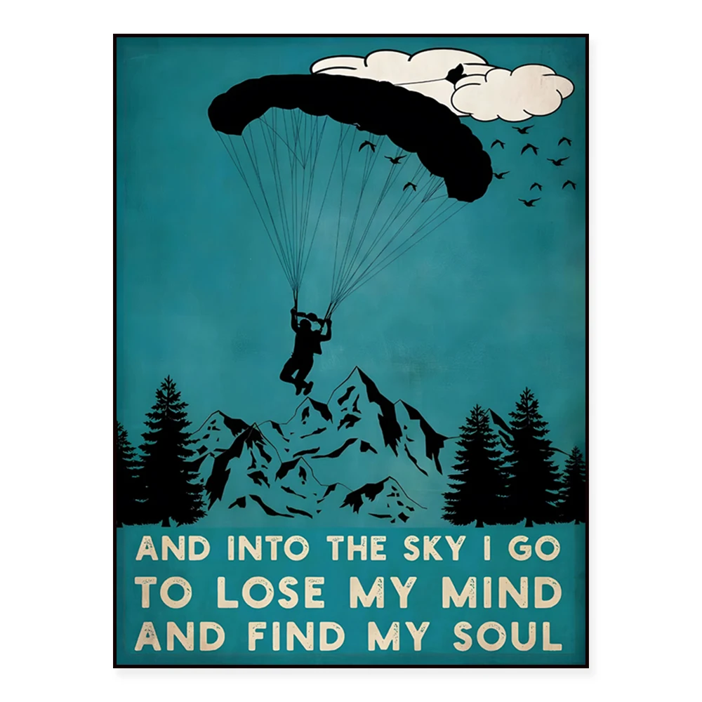 Hot air balloon, skydiving print, flying art, follow your dreams and fly to the sky, I will lose my mind vintage wall decor