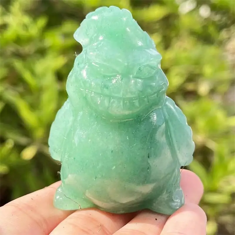 

6cm Natural Green Aventurine Cartoon Crystal Carving Healing Birthday Present Healthy Fengshui Children Toy Home Decoration 1pc