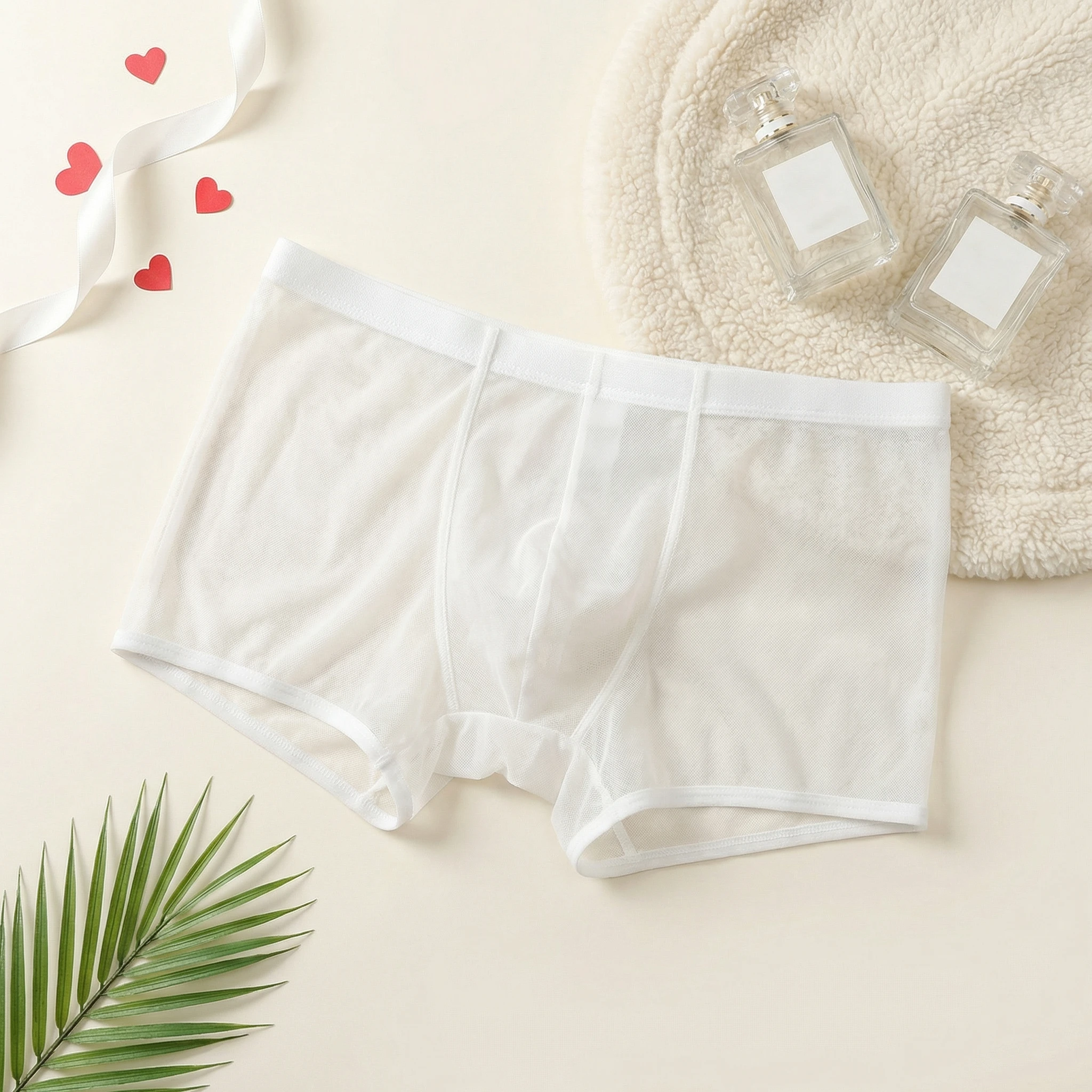 

Мужское дизайнерское сексуальное прозрачное нижнее белье, 1 шт., с высокой эластичностью, сетчатыми вставками, трусы-боксеры, соблазнительные, из ледяного шелка