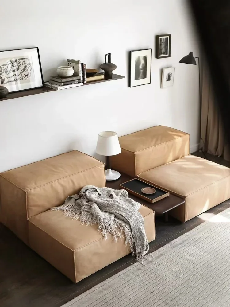 Minimal double-sided sofa large flat-layer module free combination fabric sofa
