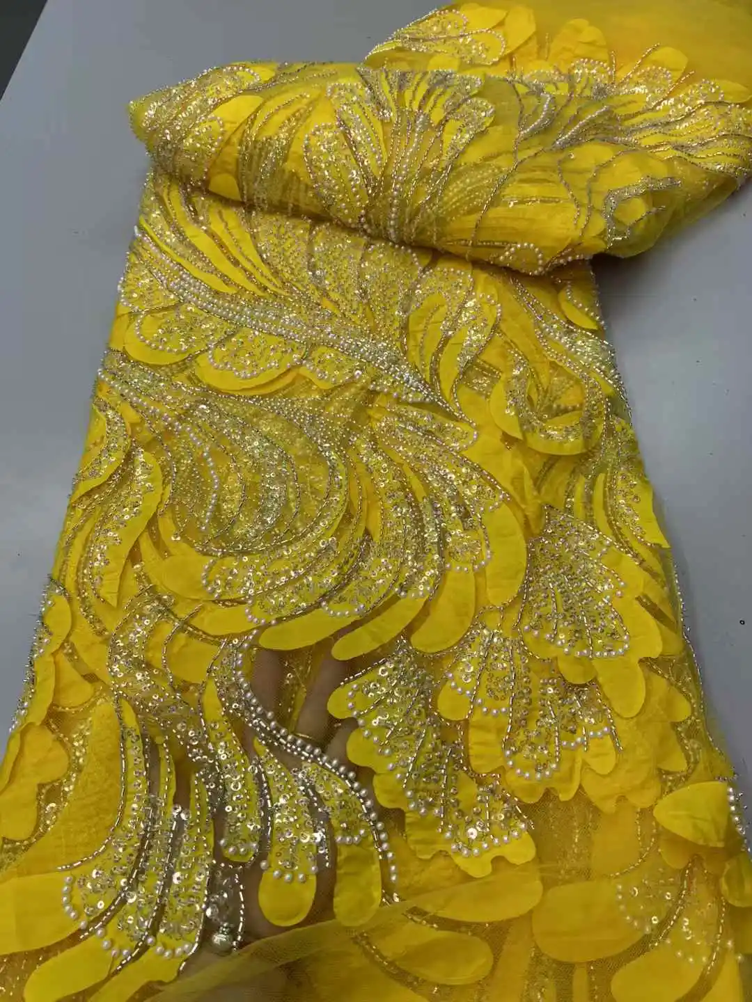 Luxury Unique African Lace Fabric 2025 Sequins Beaded Embroidery Groom Nigerian Bridal High Quality French Tulle Lace ZX-63007