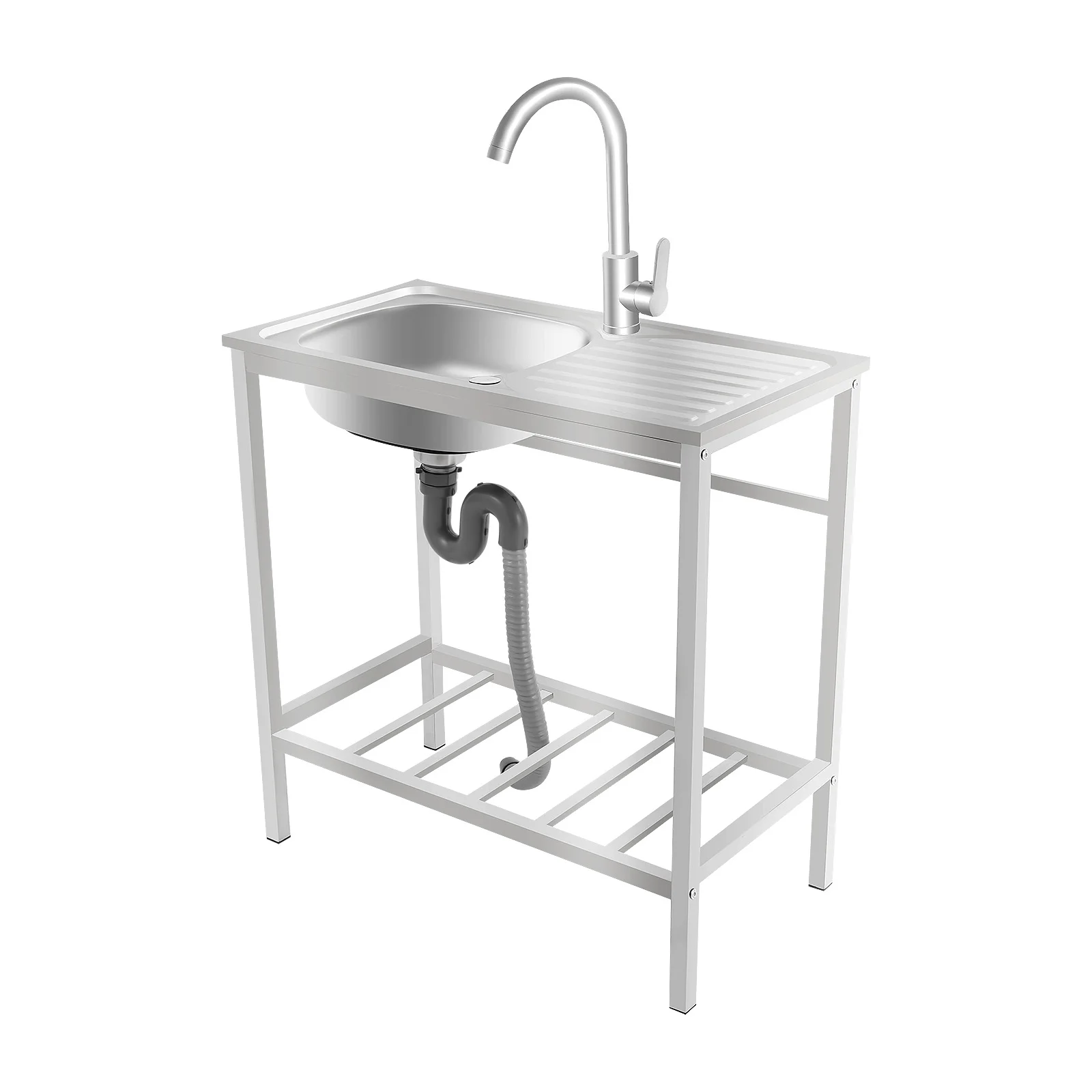 

Freestanding Stainless Steel Utility Sink with Faucet, Kitchen Single Bowl Sink, Free Standing Sink