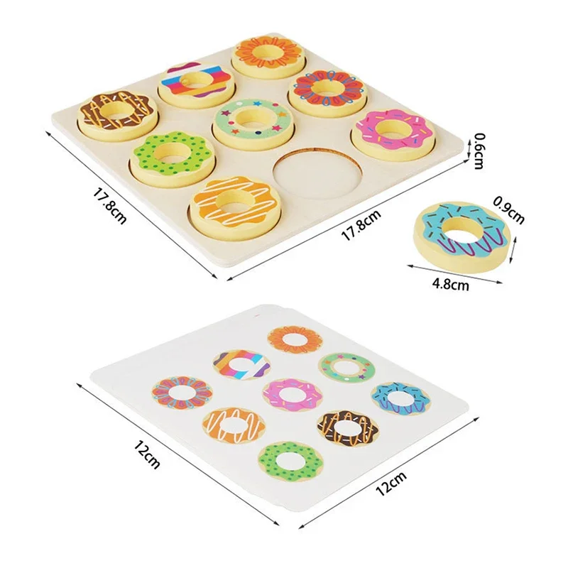 Colori della ciambella in legno accoppiamento giocattoli Montessori prima educazione Puzzle gioco di abbinamento dei colori sussidi didattici per l'asilo