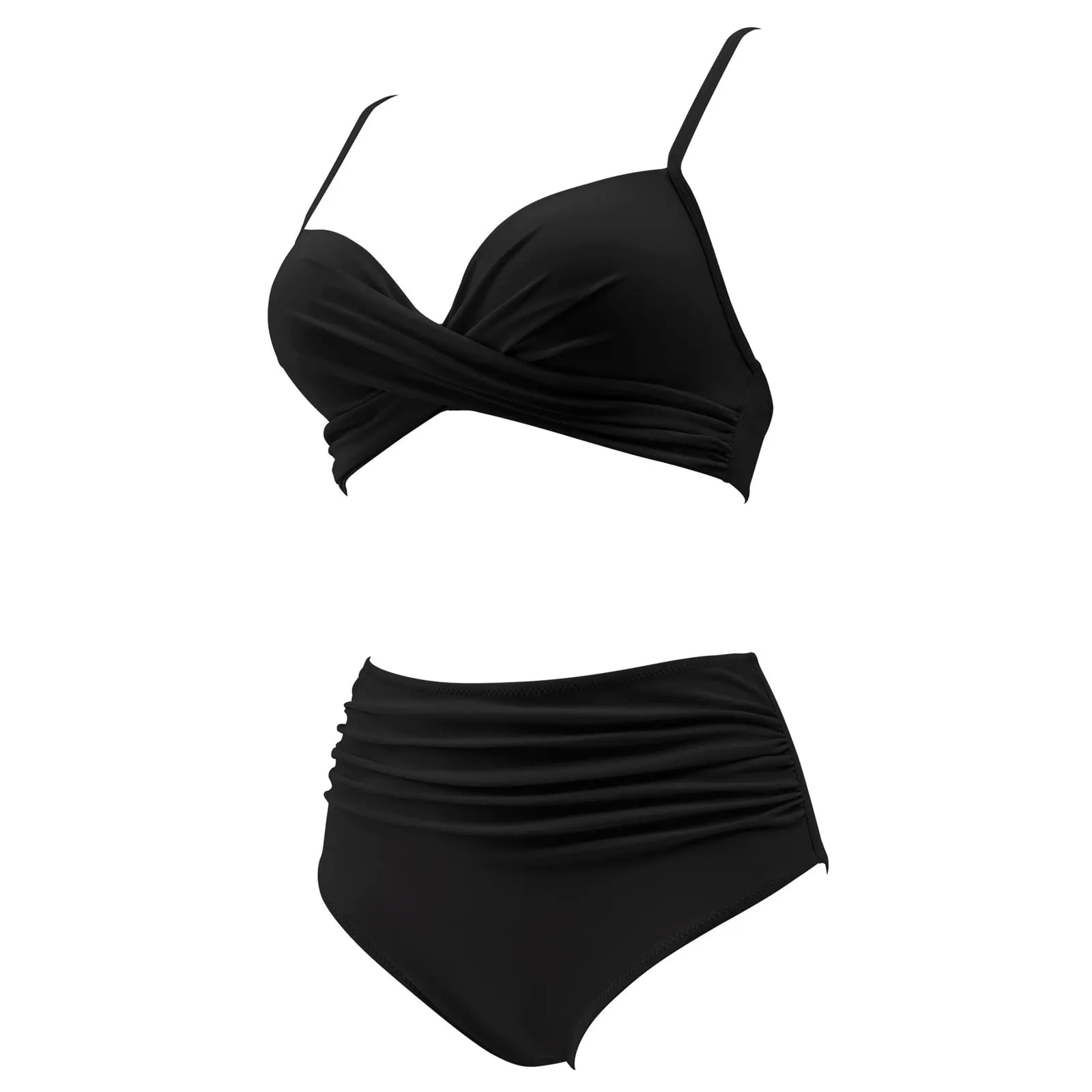 Spring And Summer Sexy Based Print Split High Waist Bikini Swimsuit For Women Two Piece Solid Color Swimwear 2024 Woman Push Up