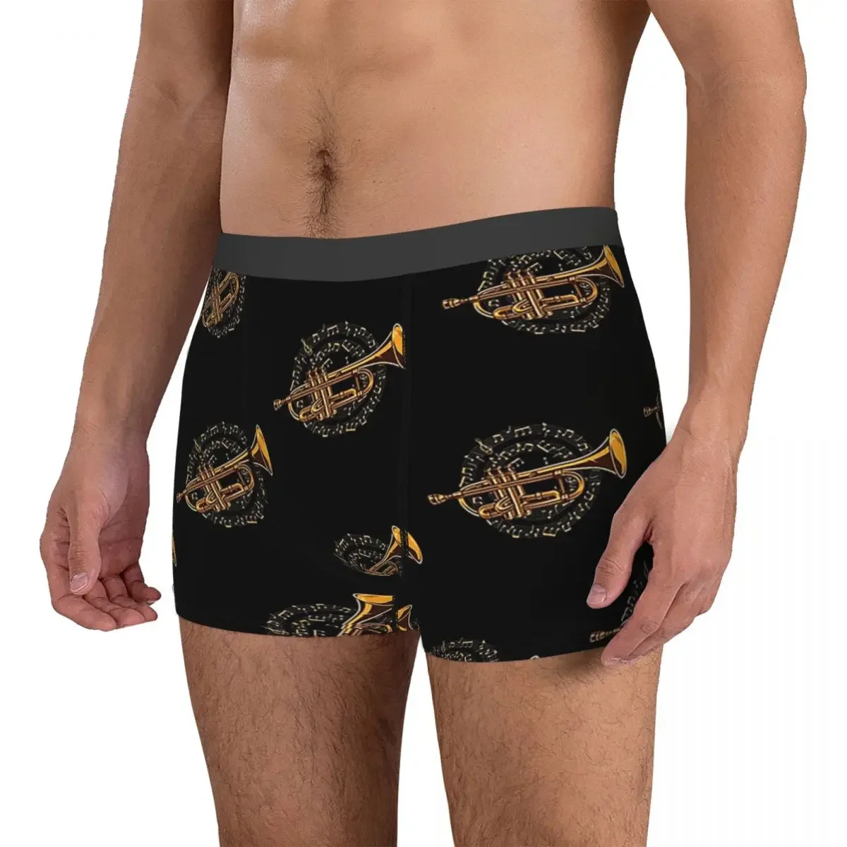 Calzoncillos Boxer, pantalones cortos, trompeta, partituras, jugador de trompeta, bragas de músico, ropa interior suave masculina para hombre, regalo