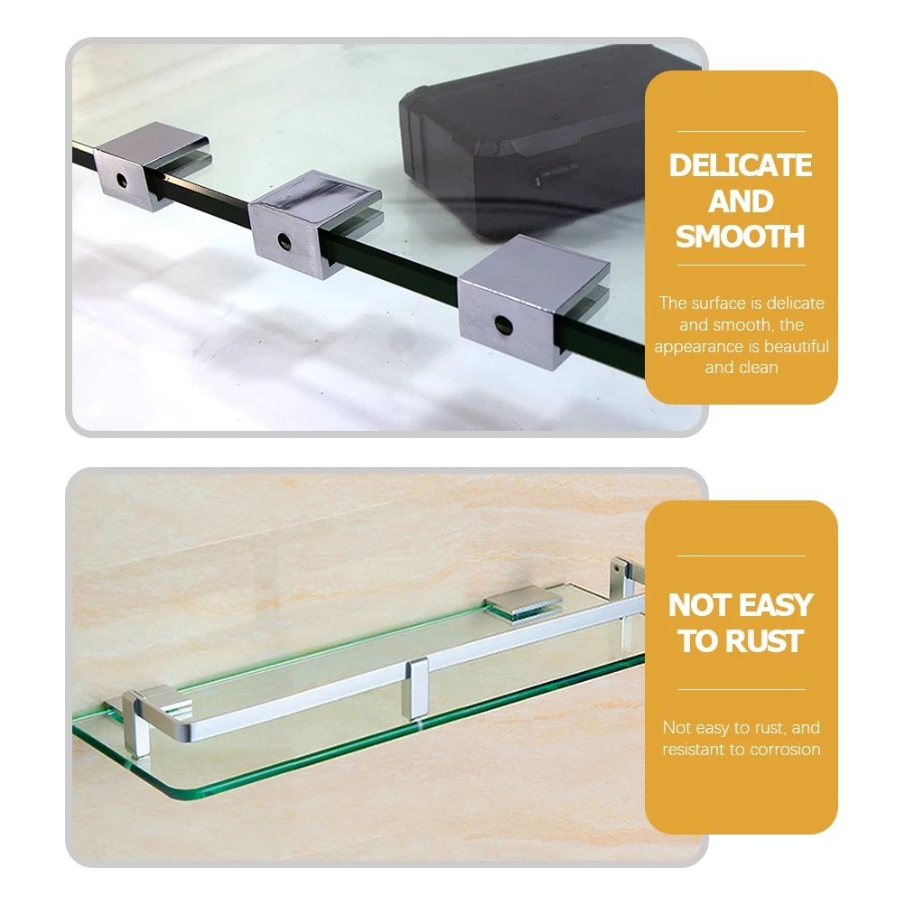 

8pcs Square Adjustable Glass Clip Brackets Glass Support Shelf Clamps For Cabinet Door Durable Space Aluminum Hardware Bracket