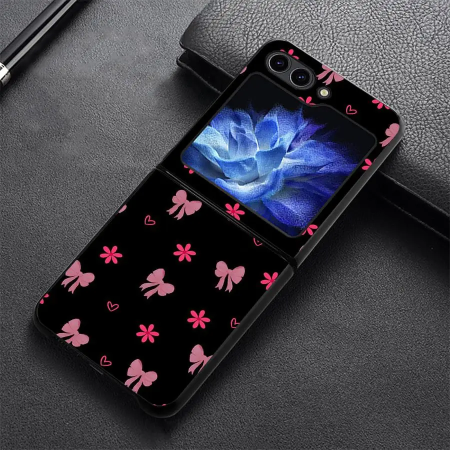 Pink Bow Phone Shell Funda Case for Samsung Galaxy Z Flip 8 Flip4 Flip5 Flip7 FE Z Flip 7 6 5 4 3 Flip3 Flip6