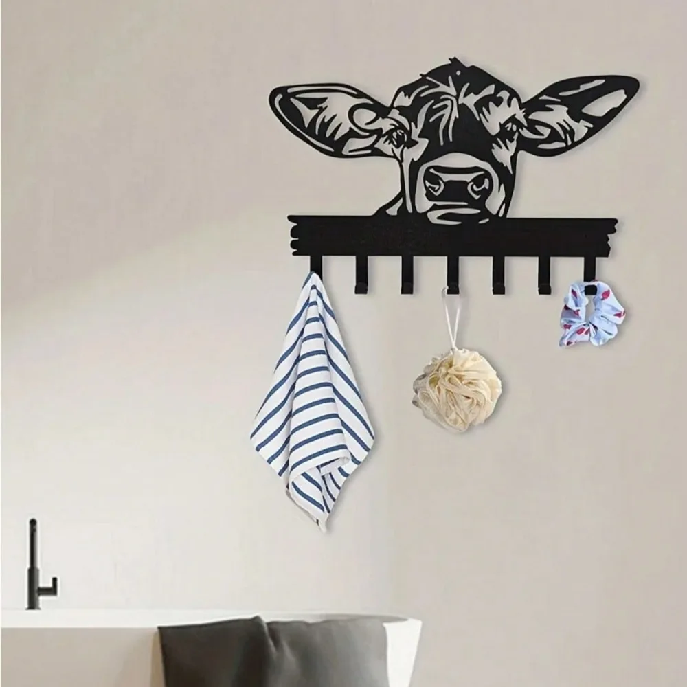 ตะขอโลหะสีดำคุณภาพสูง 1 ชิ้น สำหรับตกแต่งบ้าน - ของขวัญส่วนตัว แขวนใส่ช้อนส้อมได้ เหมาะสำหรับห้องนั่งเล่นในร่ม