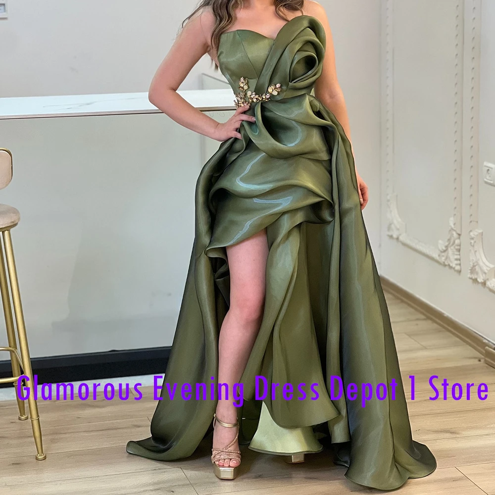 Graceful Crystal Satin Evening Dresses High Quality A-Line Floor Length Sweetheart Sleeveless Custom Size Vestidos De Fiesta