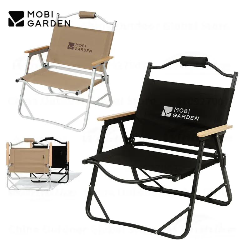 

MOBI GARDEN Outdoor Camping Fishing Folding Chair PRO Portable Backrest Lightweight Aluminum Furniture Supplies Stable Handrail