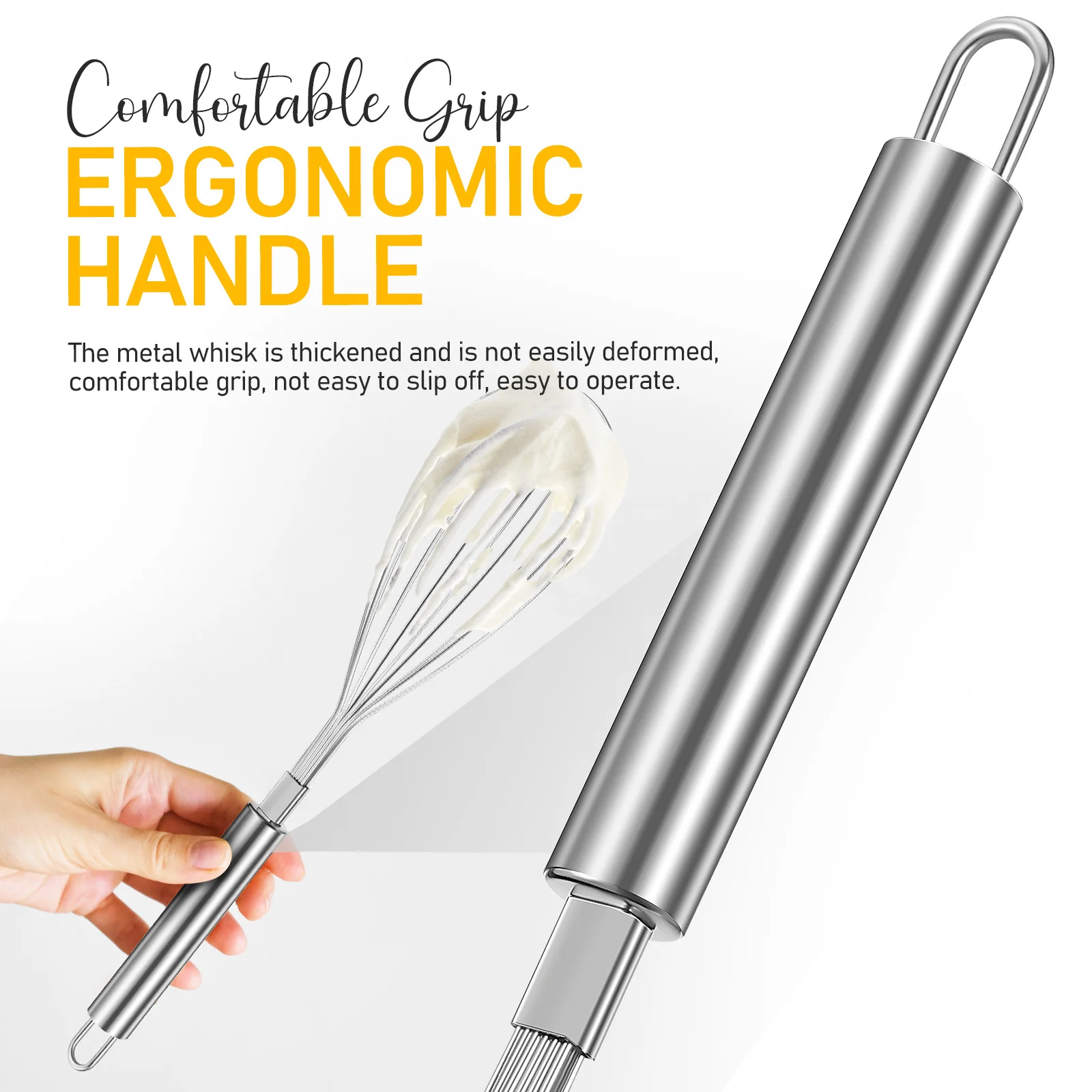 

Silver Stainless Steel Wire 304 Heavy Duty Kitchen For Cooking Balloon Dough Egg Milk Cream Stirrer Cake Tools Cooking