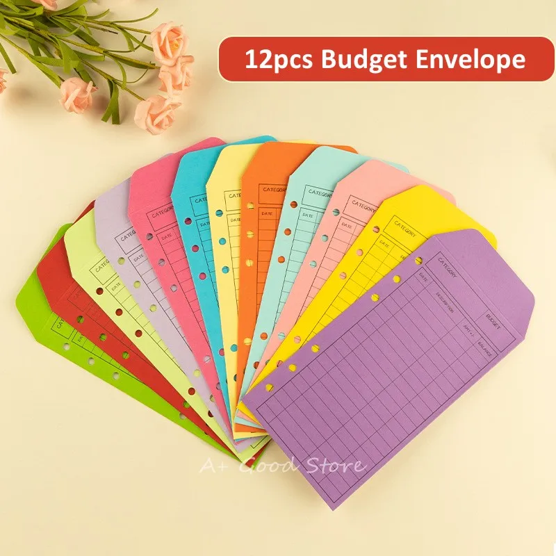 

12pcs Budget Envelopes Cardstock Cash Envelope System For Money Saving A6 Binder Budget Planner Organizer Envelopes Pockets