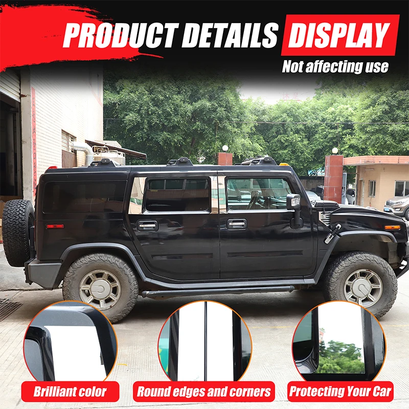 For 03-09 Hummer H2 window center pillar patch stainless steel bright 6-piece set car center pillar modification accessories