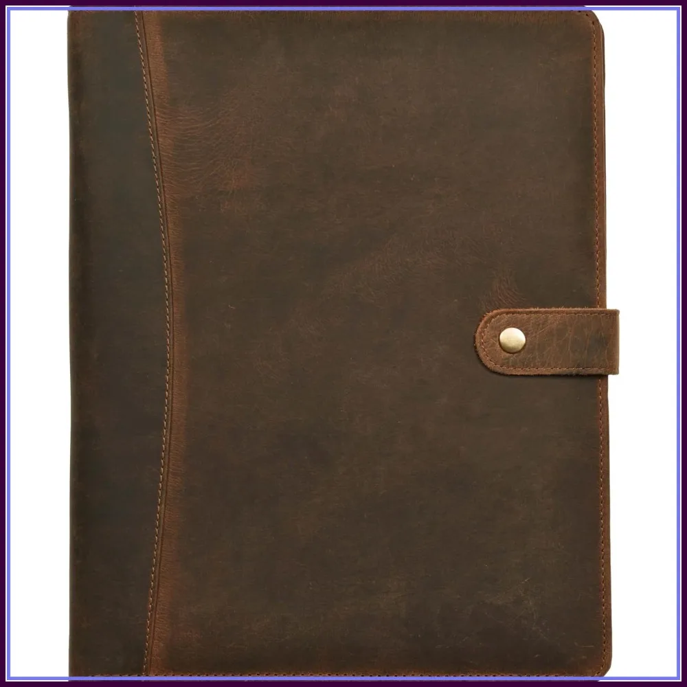 

Genuine Leather Portfolio Organizer for A4/Letter Size Padfolio, Brown