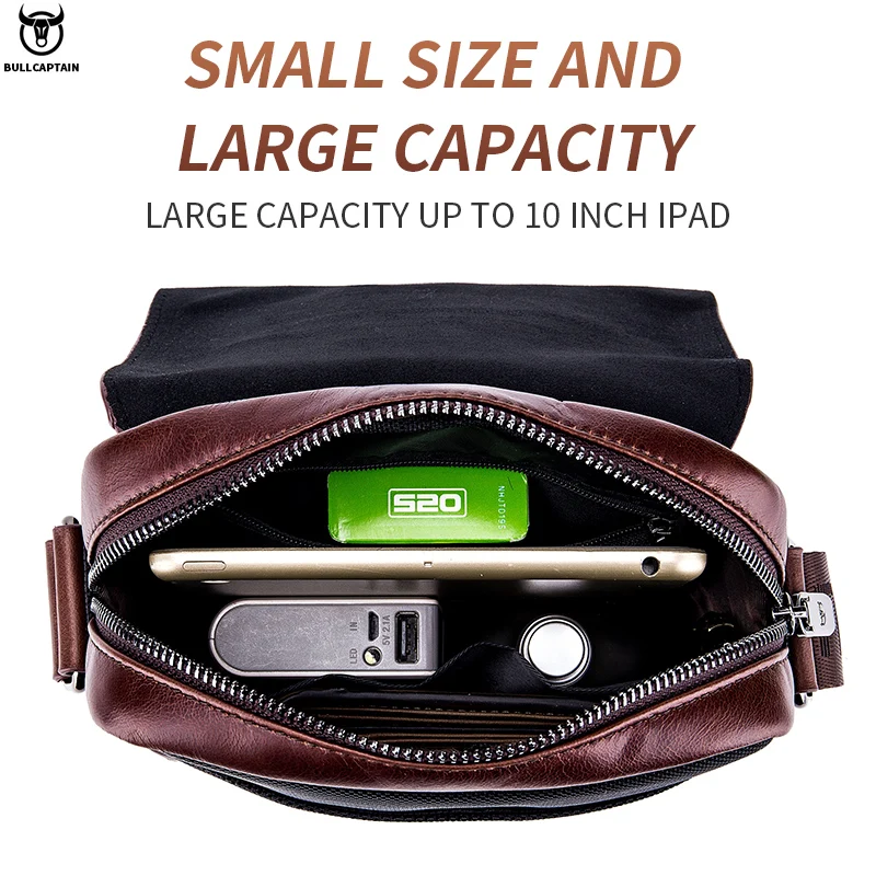 BULLCAPTAIN Man Messenger Bag Men Genuine Leather Shoulder Bags Business Crossbody Casual Bag Famous Brand Male Handbag Bags - view 3