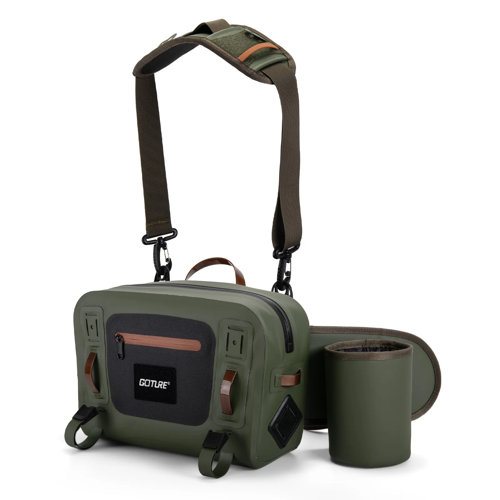 Goture 34.5x23x12.5cm Ultra Light Waterproof Fly Fishing Waist Bag Fishing Tackle Rod Hand Net Storage Tool Accessory Bag
