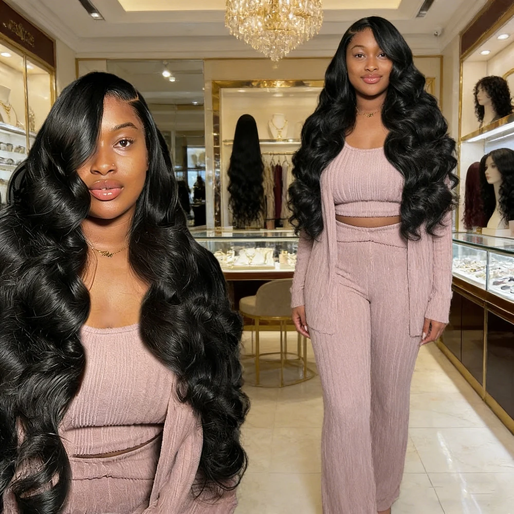 

13x4 Lace Front Wig Body Wave Burgundy Ginger Black High-Temperature Fiber Pre-Plucked Baby Hair Glueless Wig for Black Women