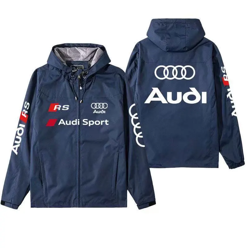 2026Cross border new Audi RS outdoor trend hot selling racing suit hooded jacket men's and women's loose casual men's top jacket