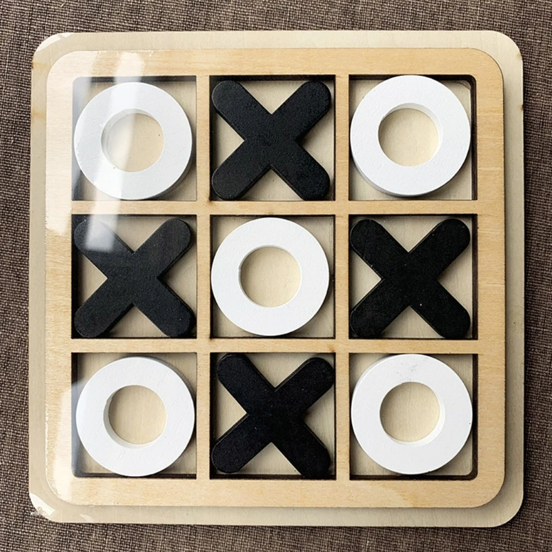 Kids Brain Training Chess Board Game Table Toy Tic Tac Toe Simulated Chess Educational Toy Wooden Made