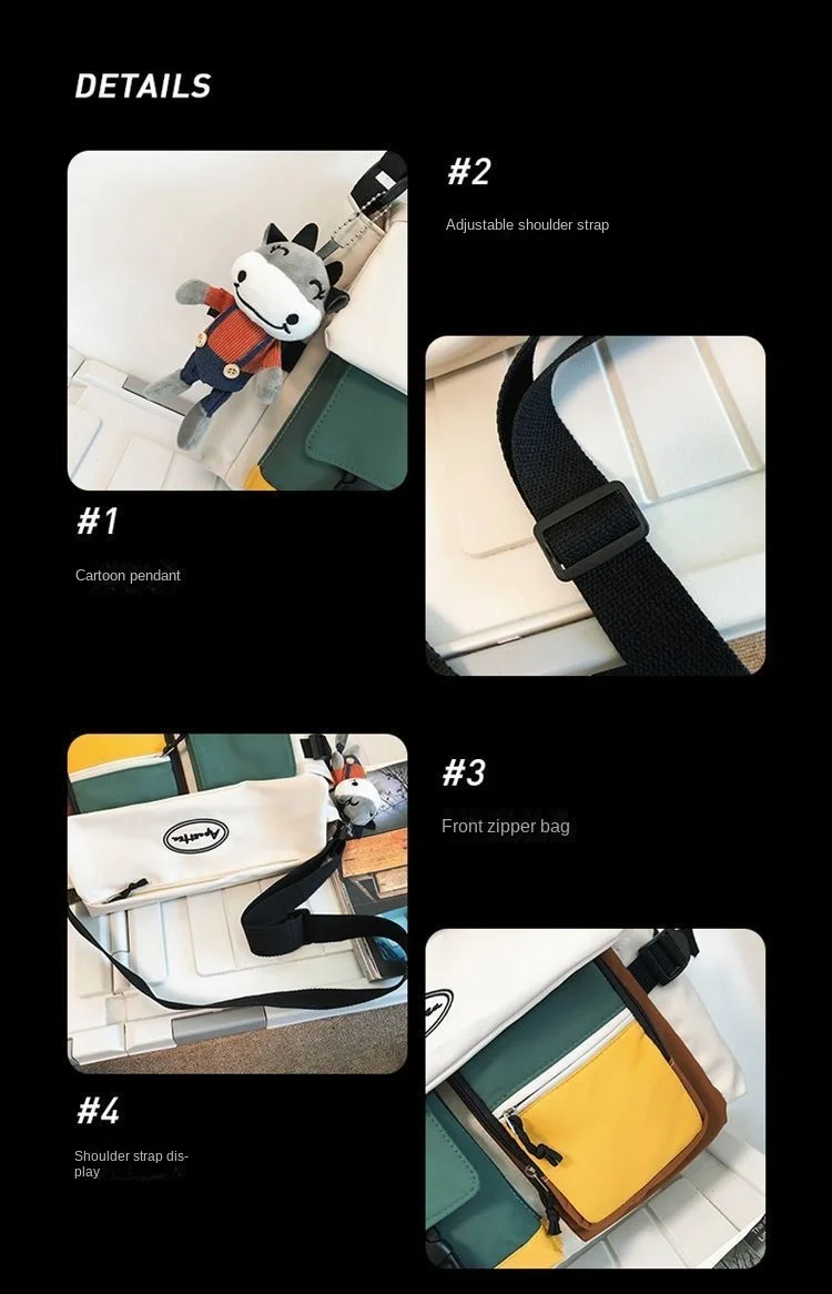 Nylon Umhängetaschen für Frauen Männer Mode Leinwand Handtaschen Schulter Tasche Studenten Schule Buchen Messenger Tasche mit Mutiple Taschen – Detail 3