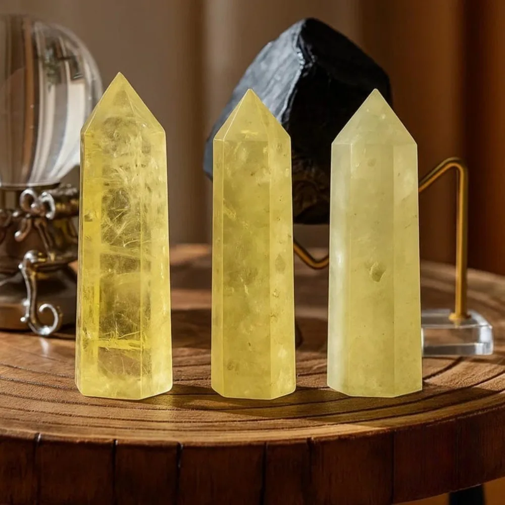 Natural Crystal Citrine Tower Citrine Column Yellow Crystal Reiki Healing Hexagonal Prism Obelisk Point Wand Stone Crafts