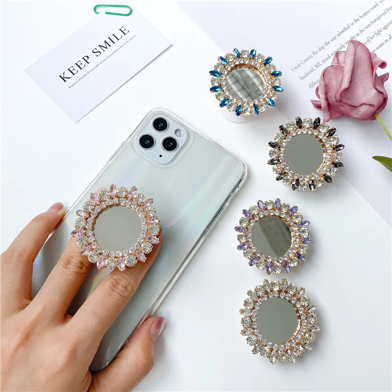 Anneau de Support de téléphone miroir brillant de luxe, Support de prise de téléphone pour iPhone Xiaomi Samsung, Support de poignée de téléphone
