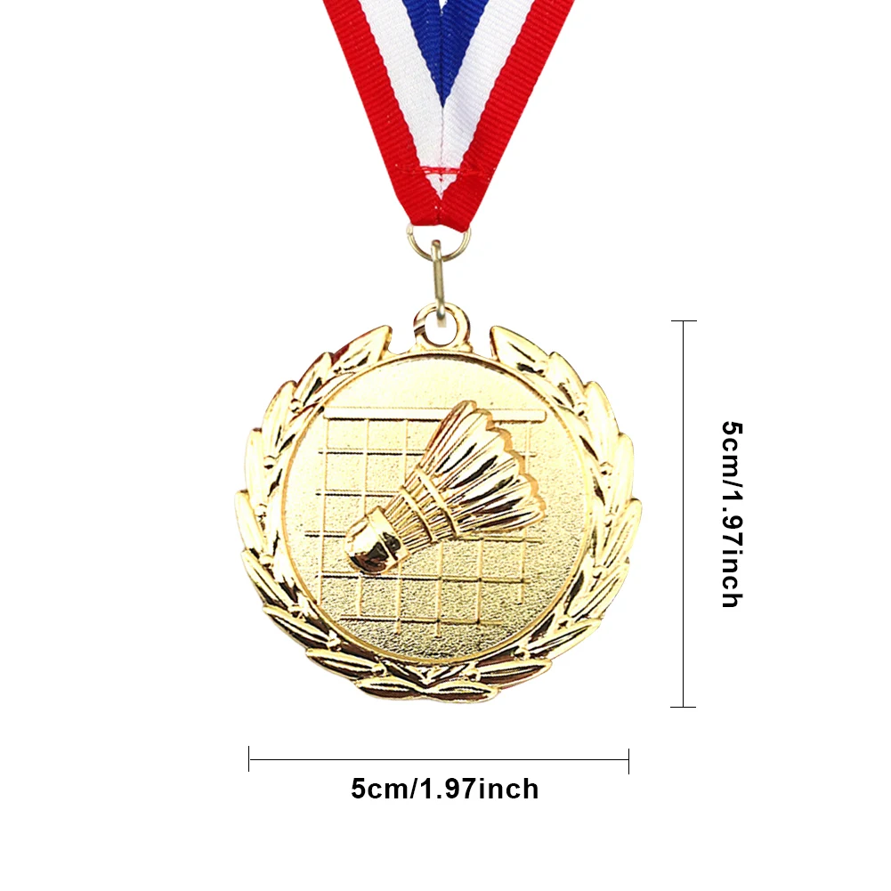 Medalla de bádminton de 5cm, medalla de oro/plata/bronce con cinta para el cuello, medallas de ganador de Metal, medallas de premio de bádminton para actividades de fiesta