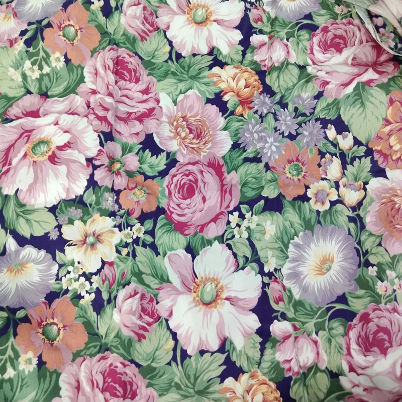 100% Cotton viaPhil Big Blooming Flower Series Printed Fabric Patchwork Cloth Dress Home Decor