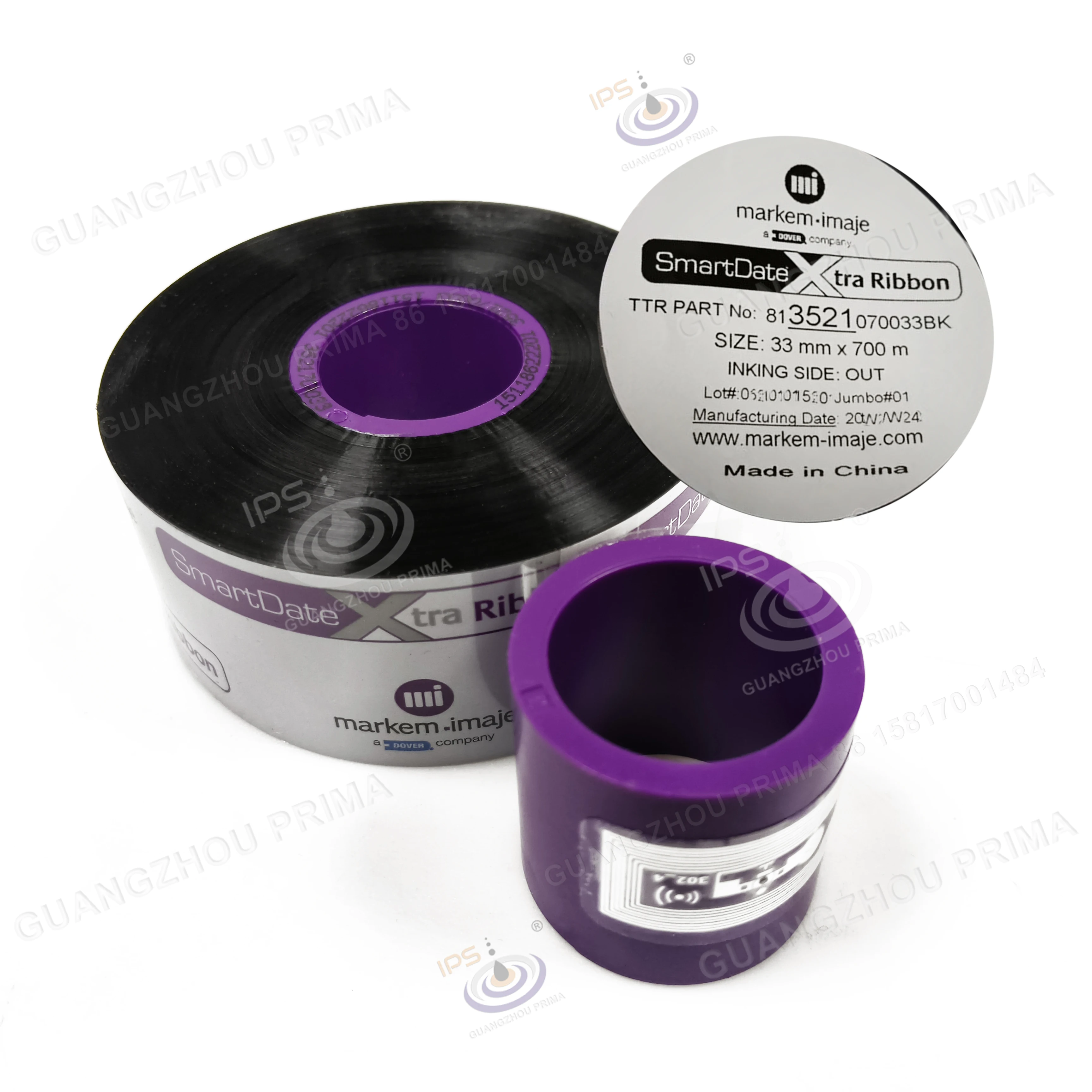 شريط نقل حراري للطابعة X30 3521 813521070033BK 3521 شريط أسود 33 مم × 700 م 15 لفات/حافظة ماركيم أصلية