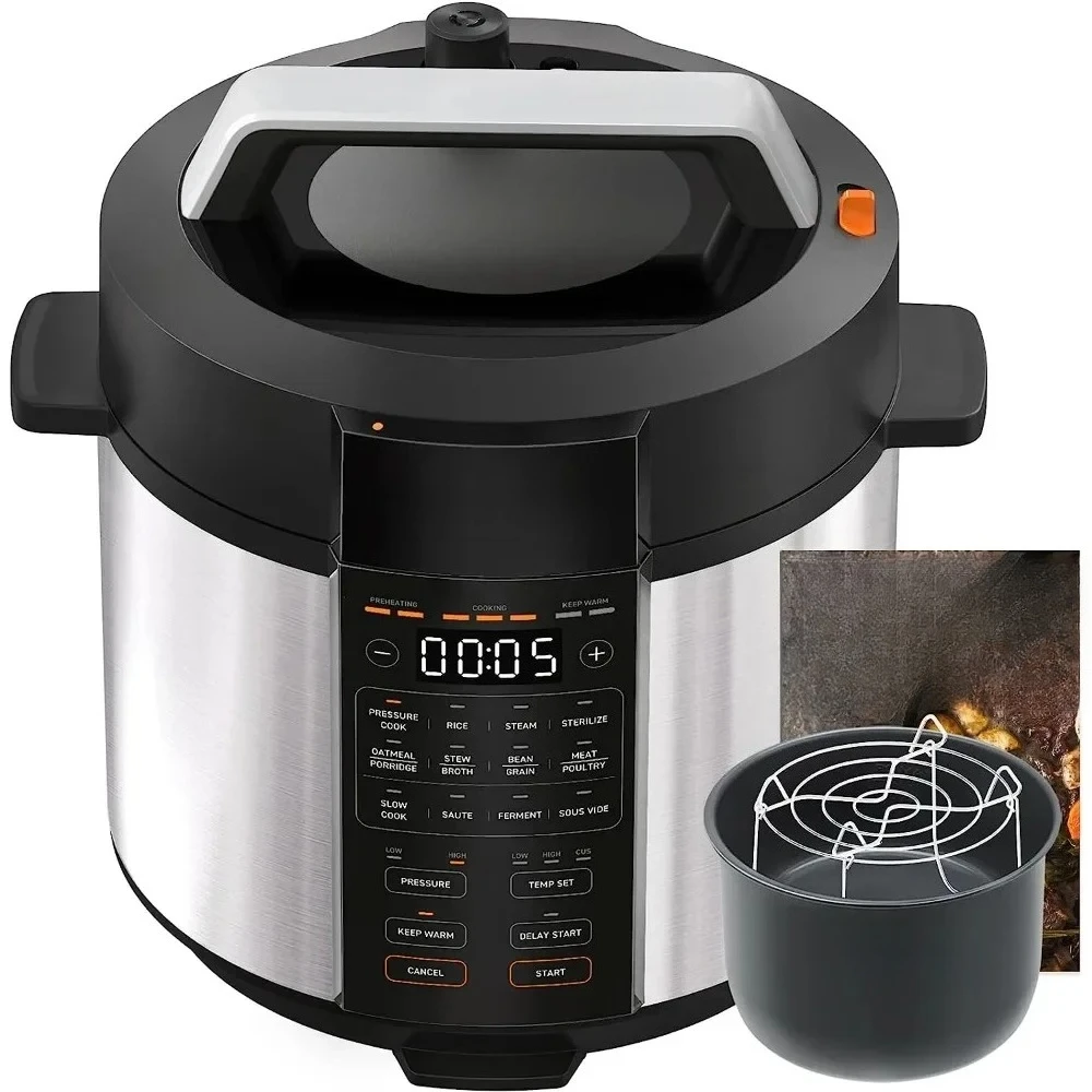 Cooker, 13 Presets, Rice Slow, Sous Vide, Recipes, 1100W, Stainless#lL # Electric Pressure Cooker 6 Quart, 9-in-1 Instant Multi
