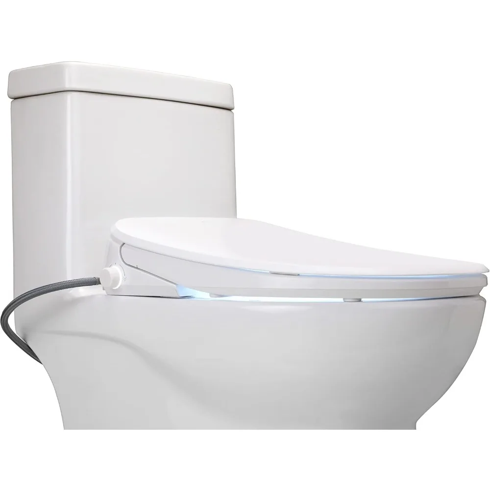 Pearl Bidet Toilet Seat in Elongated White | Ultra Low Profile | Endless Warm Water | Arced Stainless Steel Nozzl