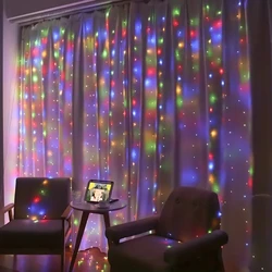 USB LED Curtain String Light Fairy Remote Holiday Garland Lamp 8 Mode for Home Room Christmas New Year Wedding Party Decoration