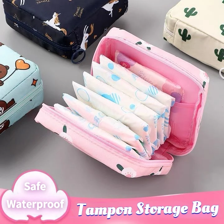 Women Tampon Storage Bag Cute Sanitary Pad Pouch Ladies Mini Cosmetic Bags Makeup Bag Girls Tampon Holder Organizer