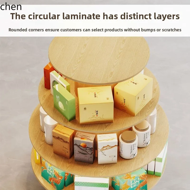 Hxl round island display stand cylinder display cabinet product showcase