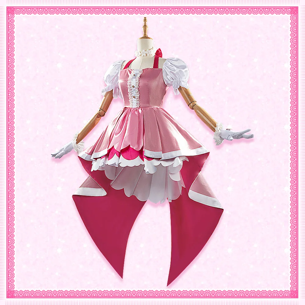 Go! Princess Pretty Cure Cure Flora Cosplay Costume Lovely Girl Pink Dress Uniform  Halloween Party Role Play Outfit