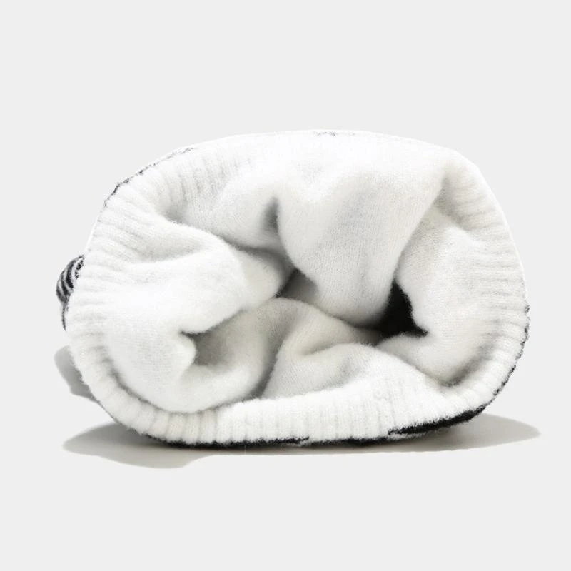 R1WE 女性男性かわいい牛ヒョウゼブラプリントビーニー帽子取り外し可能なポンポン厚みのある二重層暖かい原宿ニットキャップ