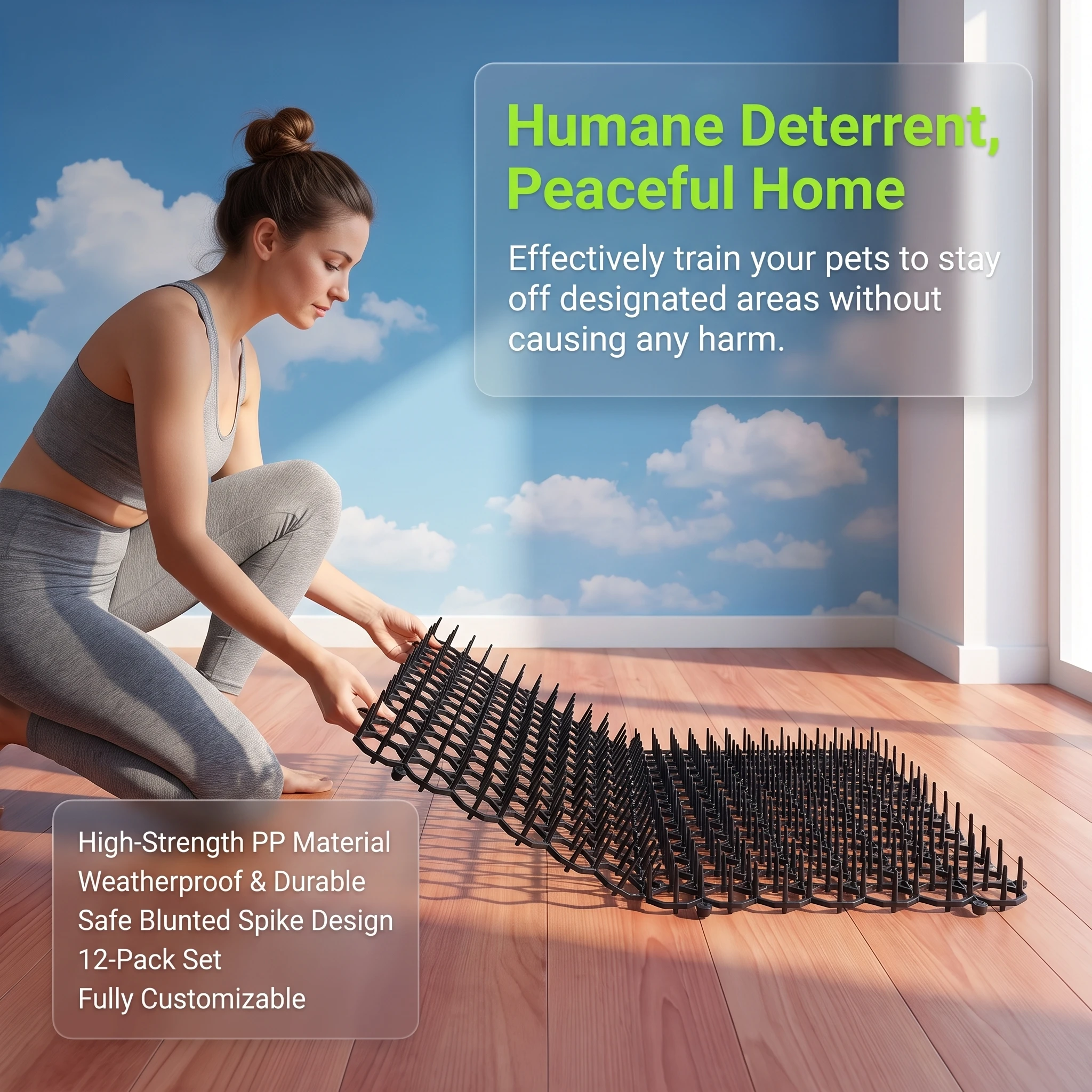 12 Pcs Set Pet Repellent Scat Mat With Spikes Protective Indoor Outdoor Flower Garden Furniture Anti Cat Dog Durable Supplies