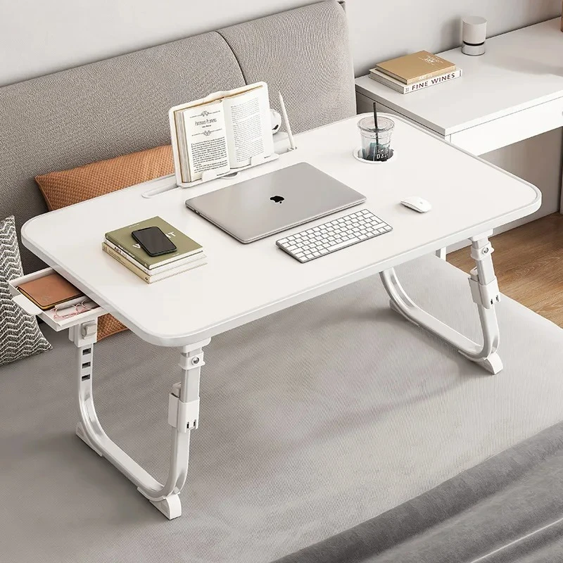 #Suitable ForStudent Small Table Can Bed High Leg Computer Table Bay Window Study Desk Lazy Folding Table Dormitory Lift Cross-b