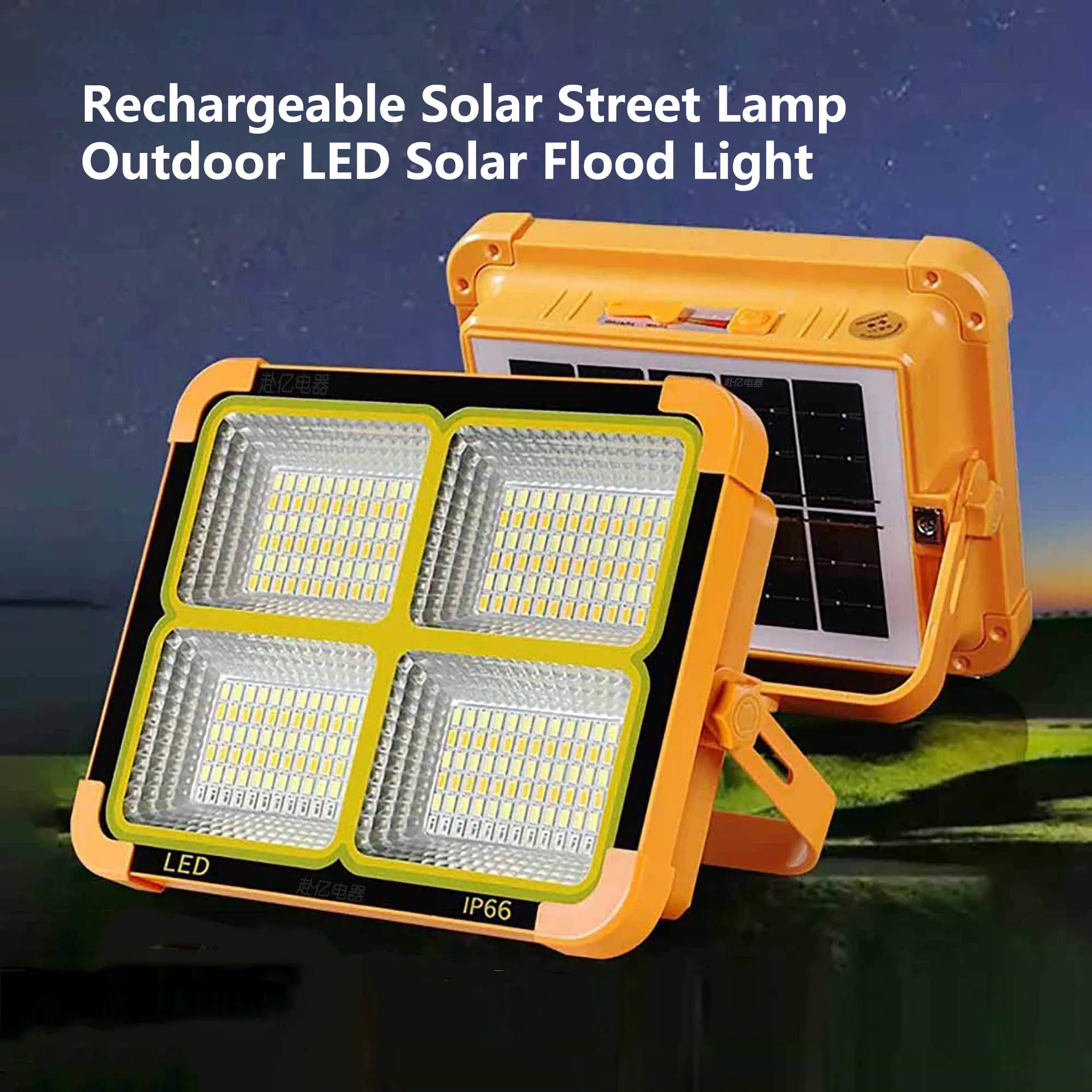 Rechargeable Solar Street Lamp Outdoor Solar LED Flood Light External Solarlight Emergency Camping Light Type-C Hanging Lantern