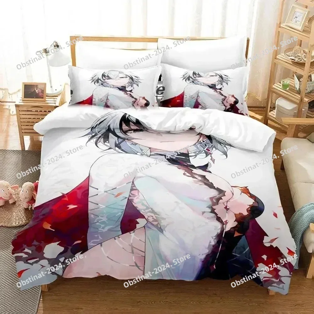 Anime Genshin Impact Arlecchino Bedding Set Printed single Comforter Quilt Duvet Cover Pillow Case 3 Pieces Sets Kids Adult Size