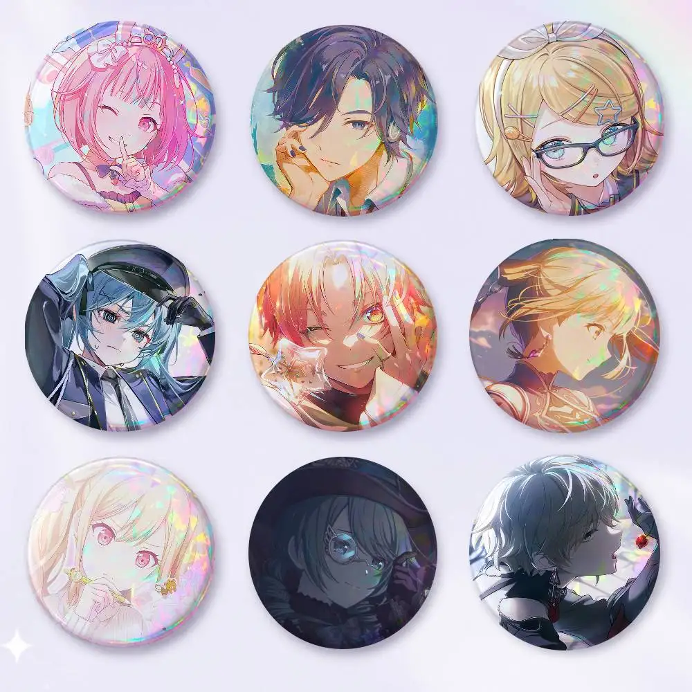 A-Anime PJSK Birthday Cartoon Round Brooches On Backpack Jacket Acrylic Button Pins Collection Gifts