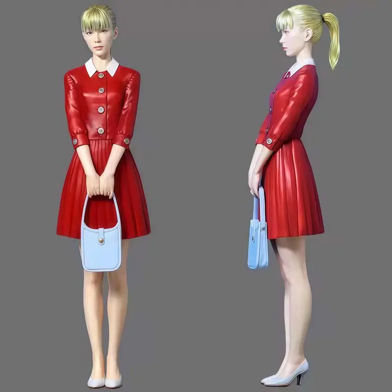 

1/12 Resin Character Model Red Dress Blonde Temperament Girl Gk White Model Handmade Model Unassembled And Unpainted Kit Toy