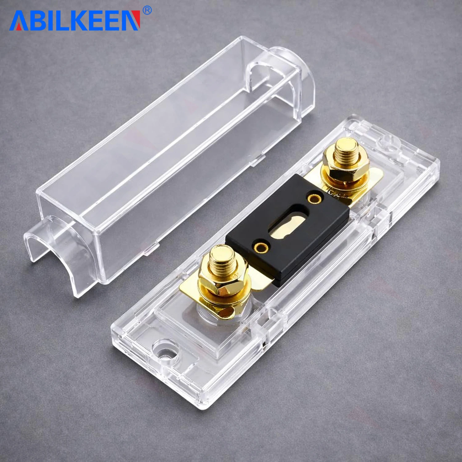 ABILKEEN ANL Automotive Fuse Holder DC32V ANL Fuse Base 32A~400A Bolt-on Fuse Holder Holder Black/Transparent Base with Handler